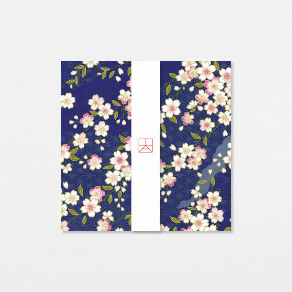 Carte Washi 15cm - Asanoha cerisiers bleu