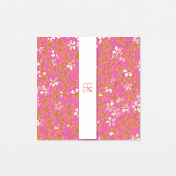 Carte Washi 15cm - Branches cerisiers or rose
