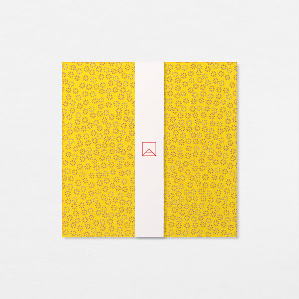 Carte Washi 15cm - Anémones argent or jaune