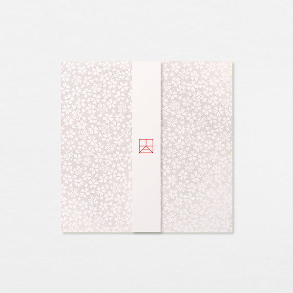 Carte Washi 15cm - Fleurs cerisiers blanc nacré