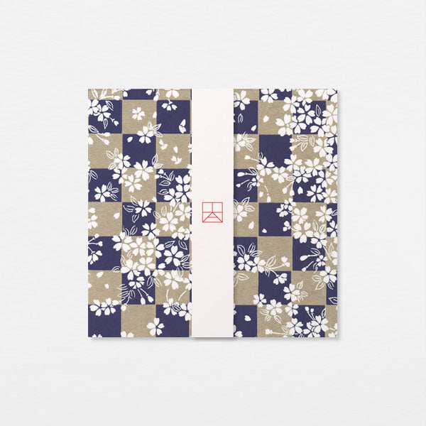 Carte Washi 15cm - Ichimatsu sakura or bleu