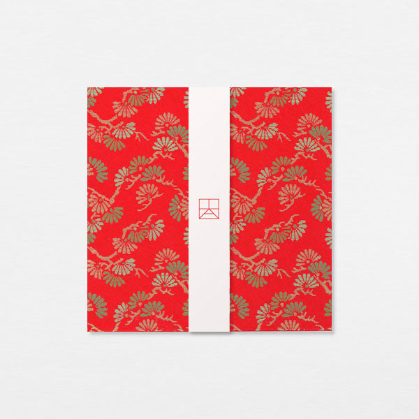 Carte Washi 15cm - Pins or vert rouge