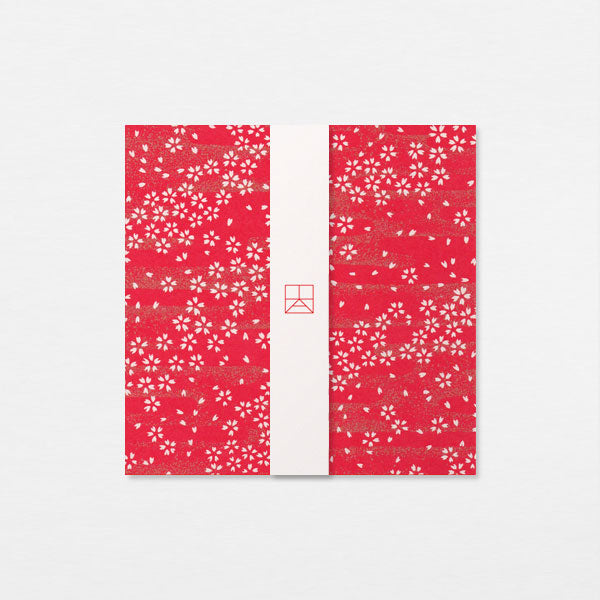 Carte Washi 15cm - Sakura brume or rouge
