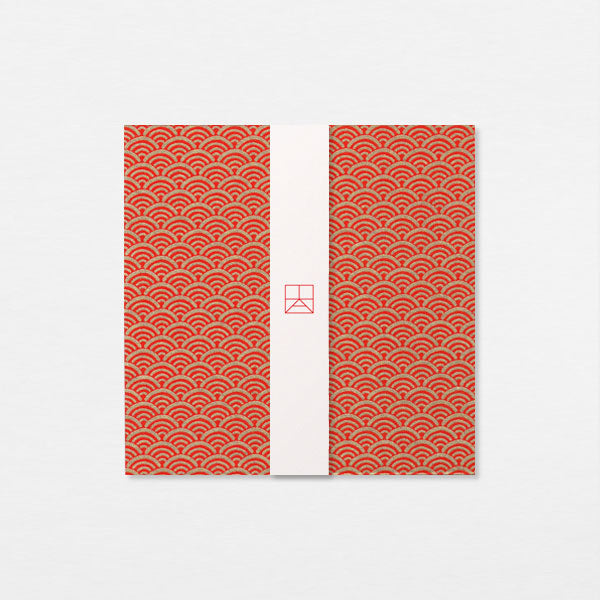 Carte Washi 15cm - Seigaiha or rouge
