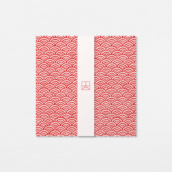 Carte Washi 15cm - Seigaiha rouge