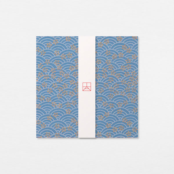 Carte Washi 15cm - Seigaiha umebachi bleu