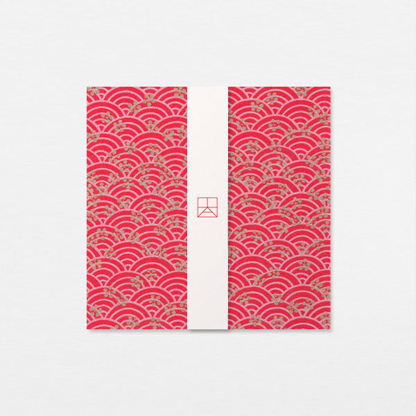 Carte Washi 15cm - Seigaiha umebachi rouge