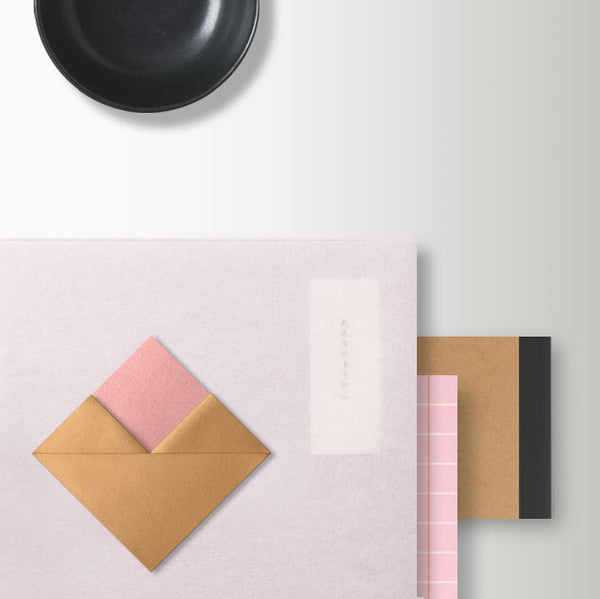 Enveloppe Kokoro avec carte - Rose