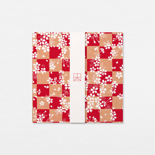 Carte Washi 15cm - Ichimatsu sakura cuivre rouge